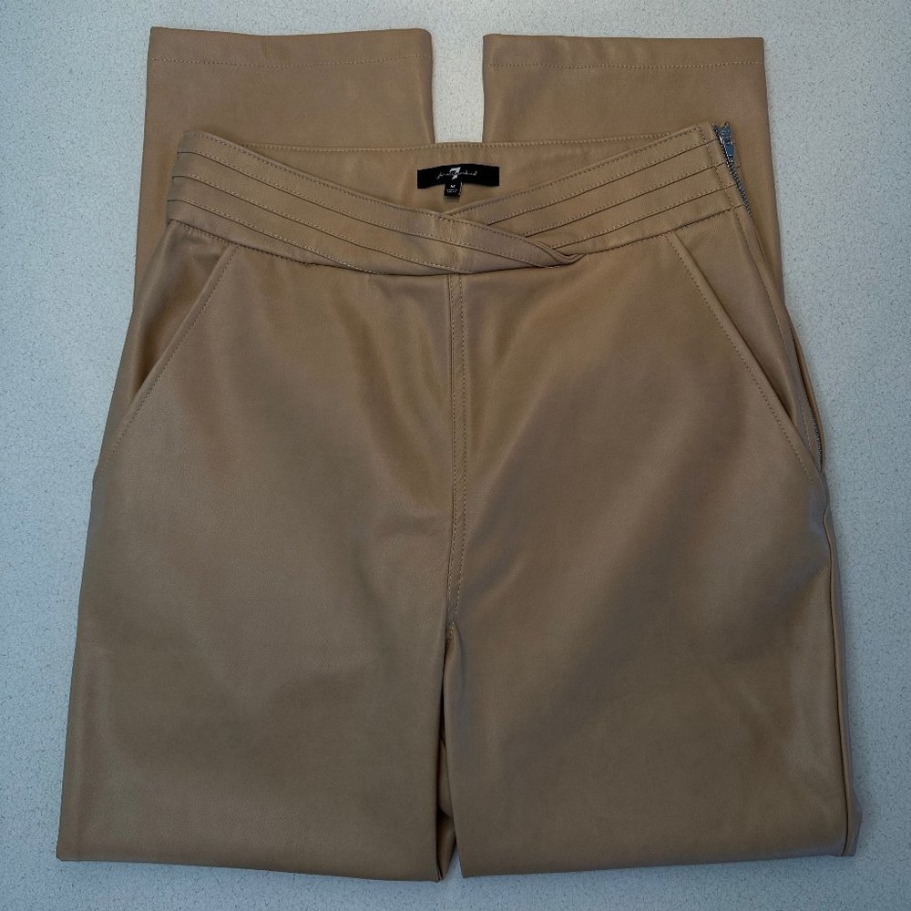7 For All Mankind Faux Leather Ankle Pant Tan Camel Women’s Size M